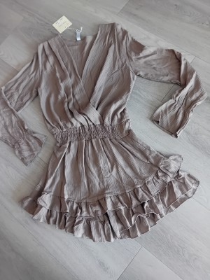 Jumpsuite ruffle taupe