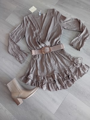 Jumpsuite ruffle taupe