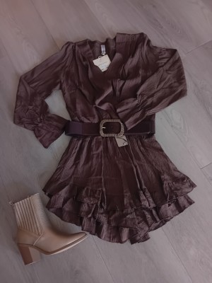 Jumpsuite ruffle chocobruin 