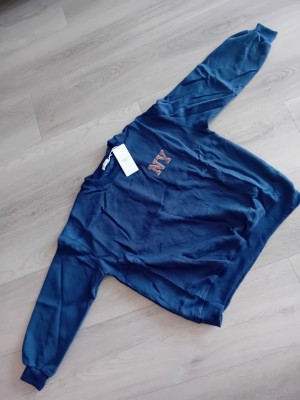 NY backtekst sweater blue