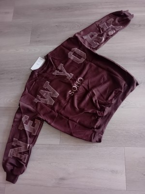 NY backtekst sweater choco 