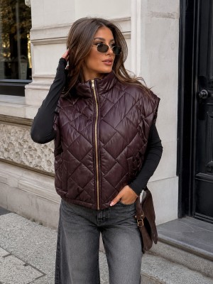 Fashion puffer bodywarmer choco