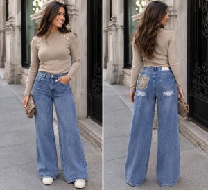 Jeans Queen hearts strass panter
