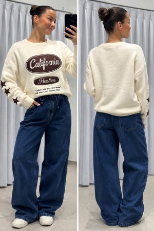 Leuke sweaters creme / choco bruin 