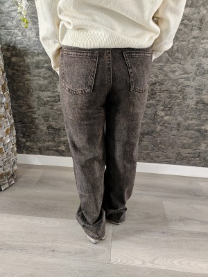 Wide leg jewelly antraciet/Brown vintage wash