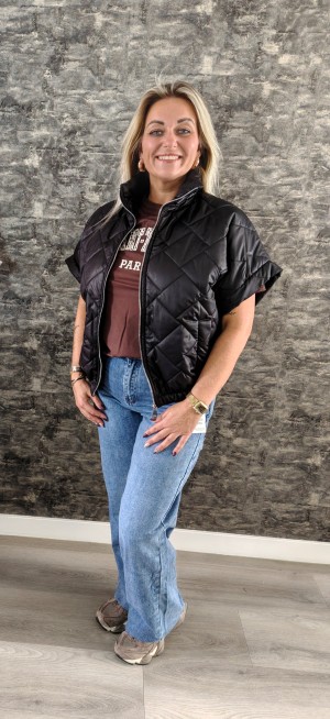 Fashion puffer bodywarmer zwart