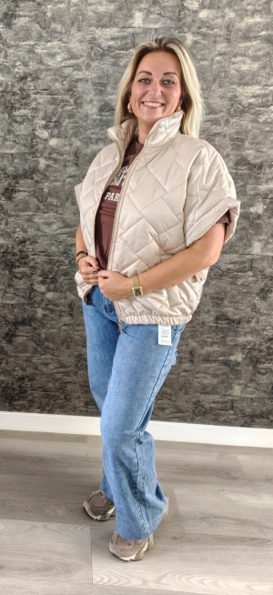 Fashion puffer bodywarmer beige