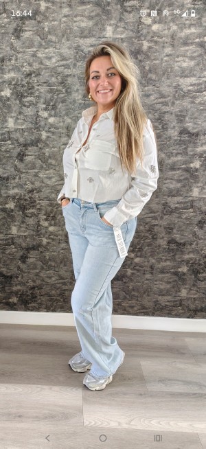Blouse wit met strass stenen c 320