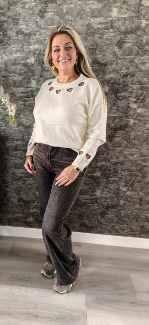 Sweater creme hearts 