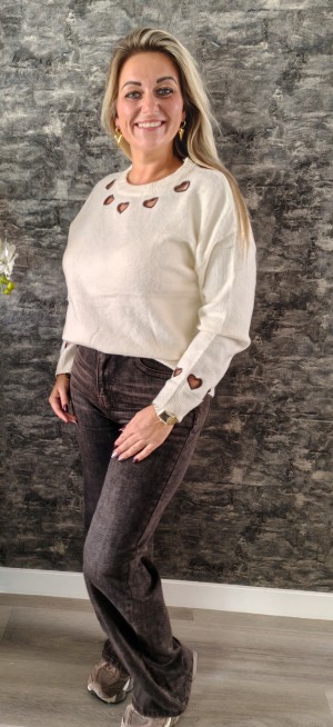 Sweater creme hearts 