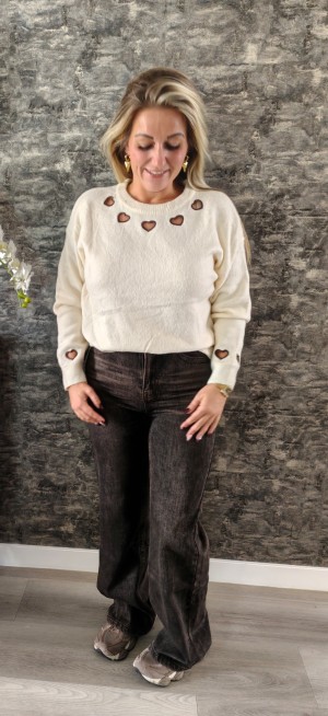 Sweater creme hearts 