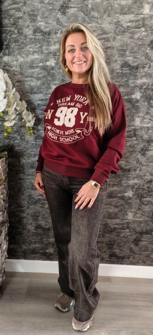 Bordeaux New York 98 sweater bordeaux rood