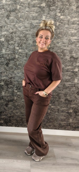 Los Angeles shirt backtekst choco/leopard