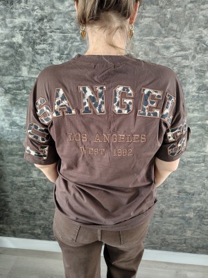 Los Angeles shirt backtekst choco/leopard