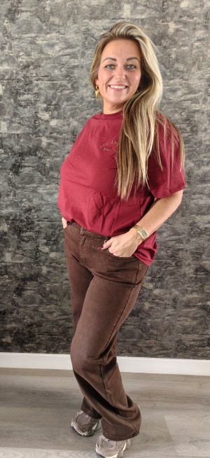 Los Angeles backtekst shirt bordeauxrood/leopard