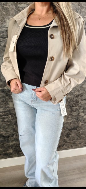 Trenchcoat cropjack beige