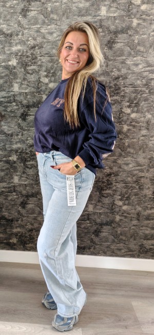 NY backtekst sweater blue