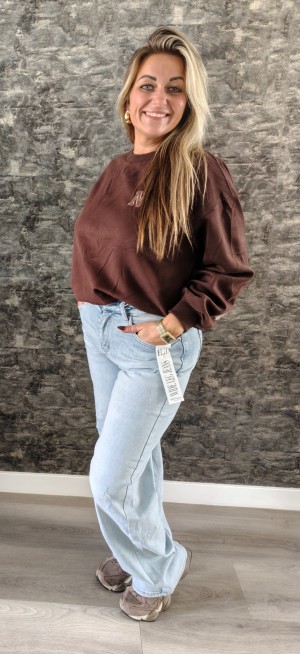 NY backtekst sweater choco