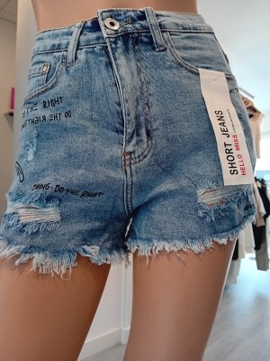 Jeans short tekst Hello miss  