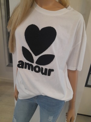 Shirt amour wit/ zwart teddy 
