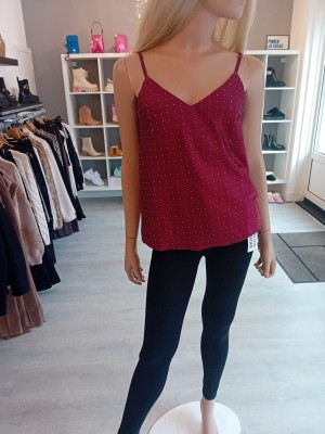 Glans Top bordeauxrood strass