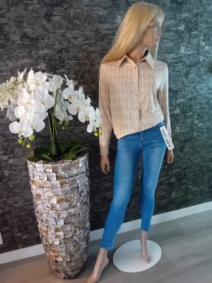 Blouse travelstof by swan beige H8350