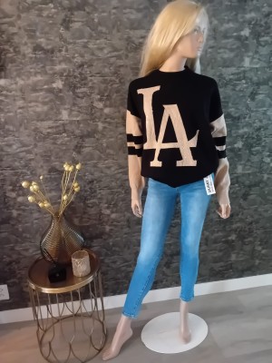 Sweater LA sparkling zwart / bruin  10399