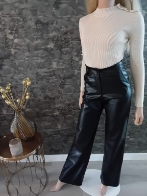 Lederlook wide leg 