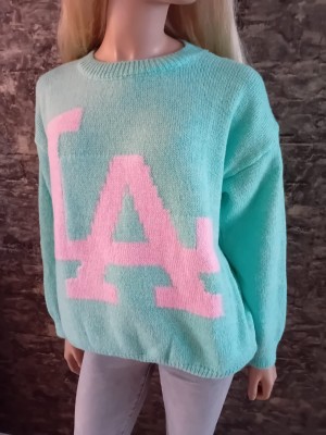 Sweater mintgroen roze LA  cm1365