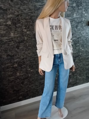 Musthave cropped mouw blazer beige