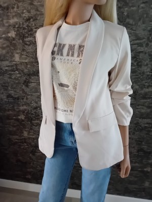 Musthave cropped mouw blazer beige