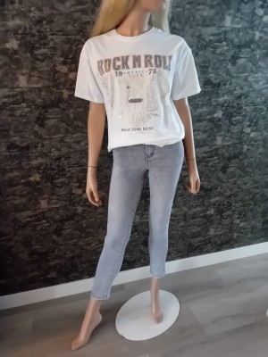  Shirt rock N roll oversized white  YO 65-38
