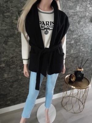 Strik teddybont gilet zwart