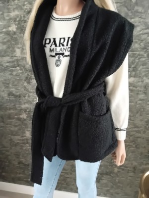 Strik teddybont gilet zwart