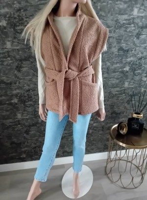 Strik teddybont gilet camel