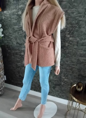 Strik teddybont gilet camel