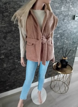 Strik teddybont gilet camel 