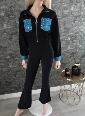 Jacket black denim slimmer 3288