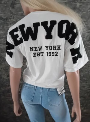 Shirt NY teddy wit zwart R7191