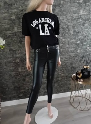 Leatherlook broeklegging stretch strass TR1807