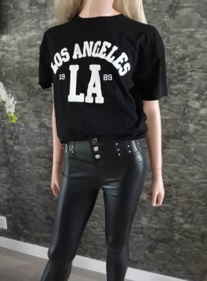 Leatherlook broeklegging stretch strass TR1807
