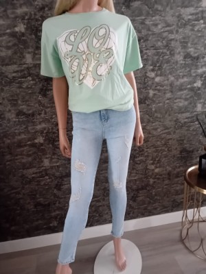 Shirt love heart mintgroen 801548