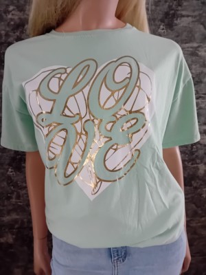 Shirt love heart mintgroen 801548
