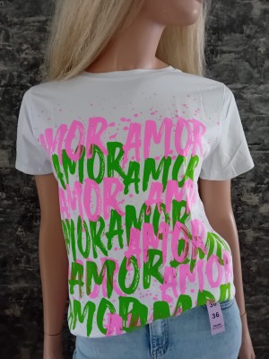 Shirt wit roze groen amour