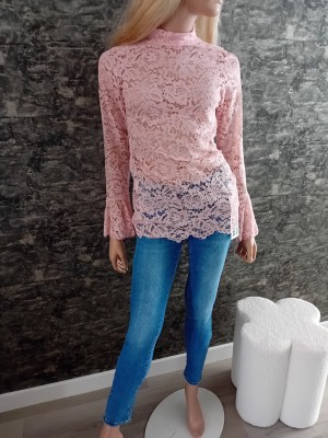 Top lace ruchelmouw rose 