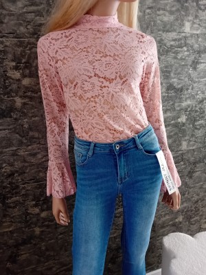 Top lace ruchelmouw rose 1429