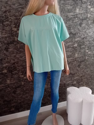 Oversized shirt champagne turquoise 