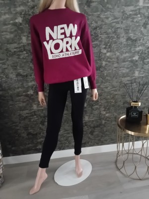 Trui new York teddy  bordeauxrood  3831248