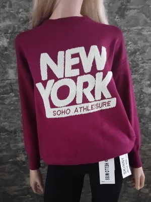 Trui new York teddy  bordeauxrood  3831248