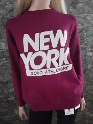 Trui new York teddy  bordeauxrood  3831248